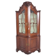 Antique French Corner Cabinet Mahogany Vitrine 1860