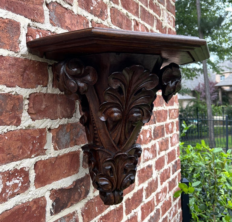 Antique French Corner Corbel Wall Shelf Hanging Wall Decor Carved Oak