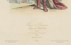 Antique French Costume Print of a Baron and Baroness in Medieval Attire, ca.1860