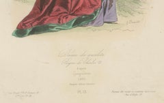Antique French Costume Print of a Noble Lady in Medieval Attire, 19th Century