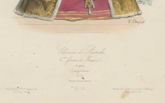 Antique French Costume Print of Eleonore di Austria, Renaissance Fashion, c.1860