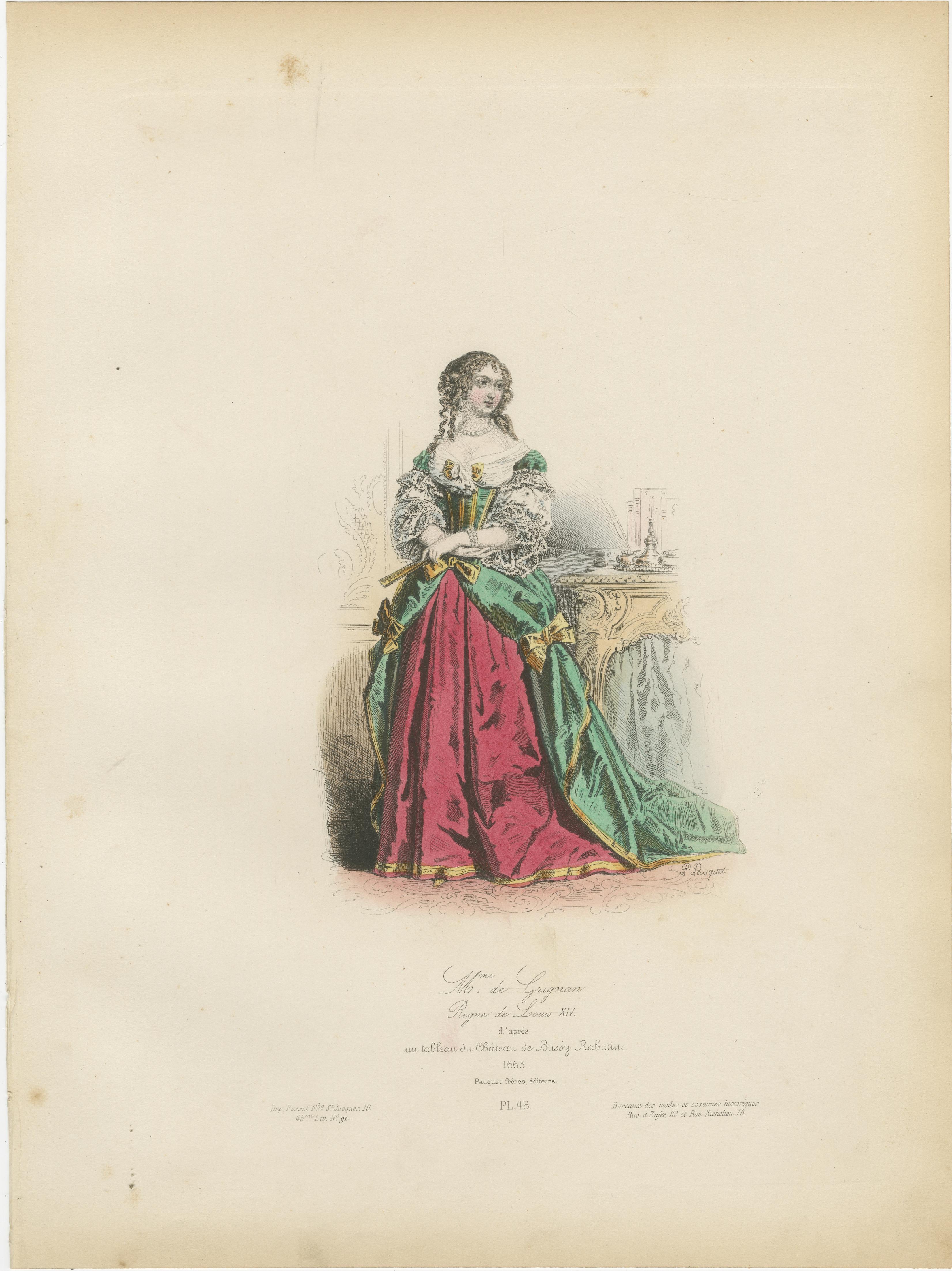 Antique French Costume Prints of Nobility, drei handkolorierte Drucke aus dem 19. im Angebot 6