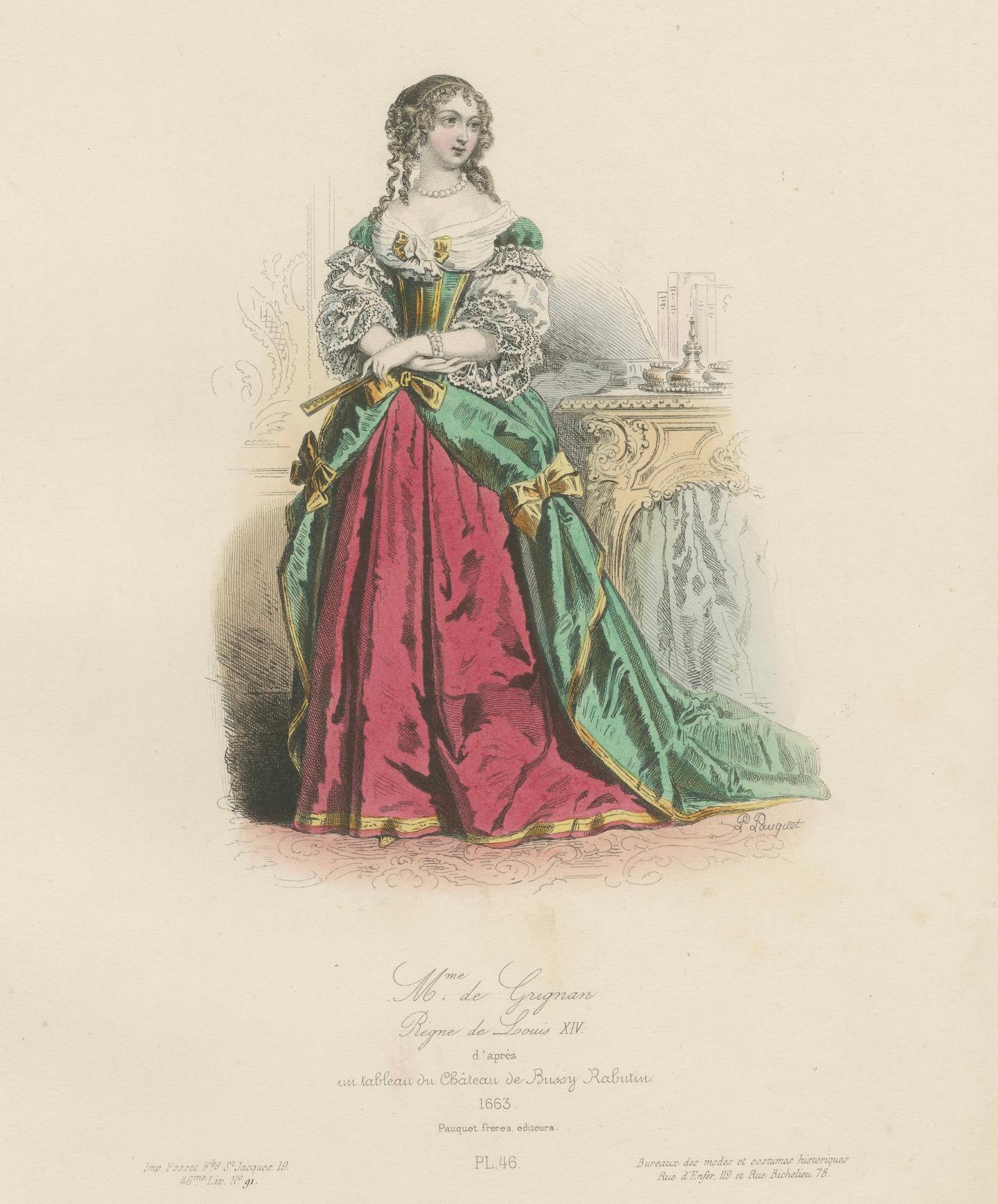 Antique French Costume Prints of Nobility, drei handkolorierte Drucke aus dem 19. im Angebot 3
