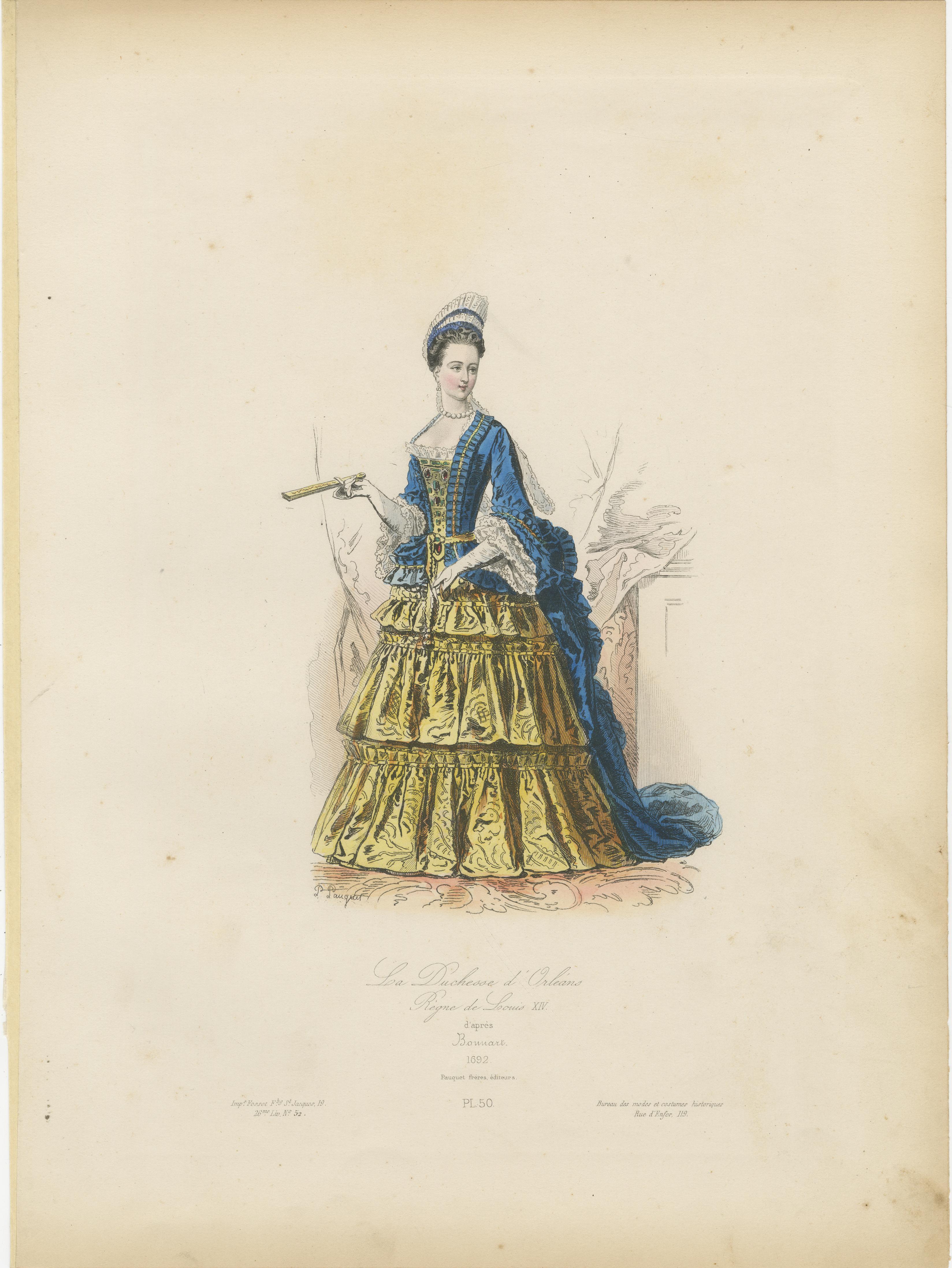 Antique French Costume Prints of Nobility, drei handkolorierte Drucke aus dem 19. im Angebot 4