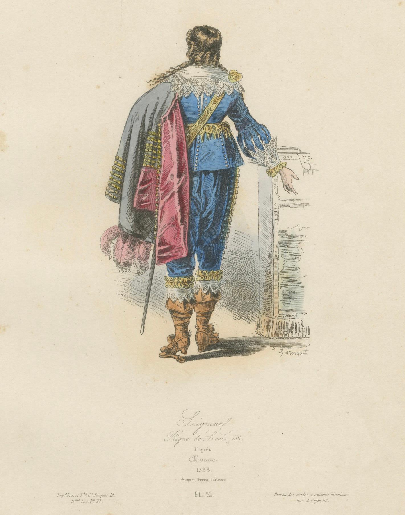Antique French Costume Prints of Noble Figures, Louis XIII Era, 17. Jahrhundert Att (Papier) im Angebot