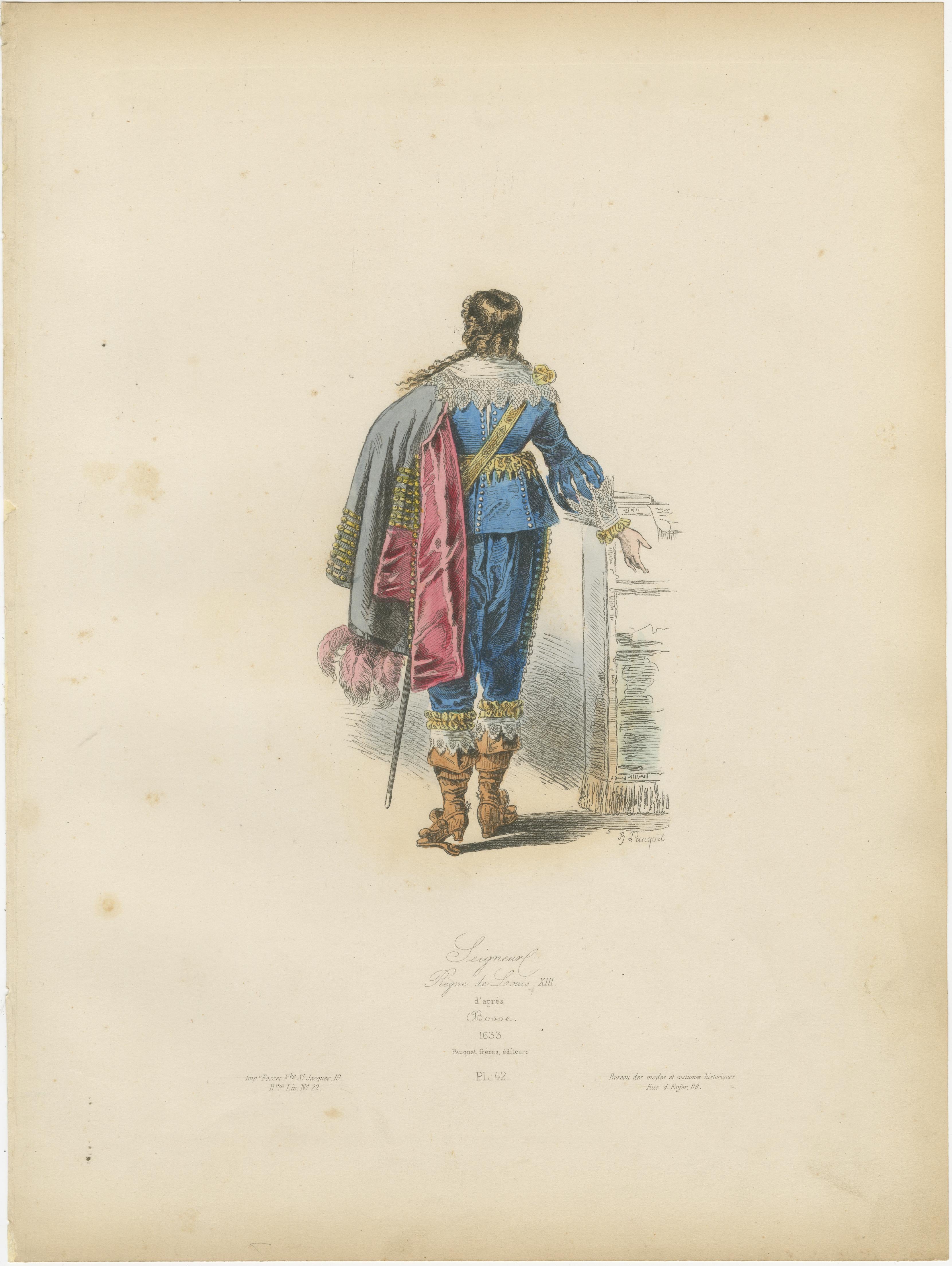 Antique French Costume Prints of Noble Figures, Louis XIII Era, 17. Jahrhundert Att im Angebot 1