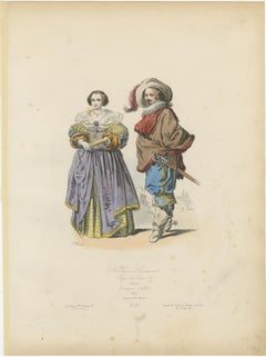 Antique French Costume Prints of Nobles from Lorraine, 1625, Published c.1860