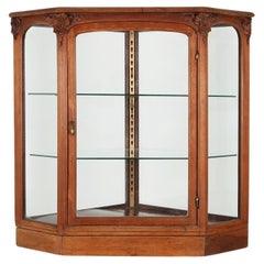 Antique French counter display case in oak, ca. 1900