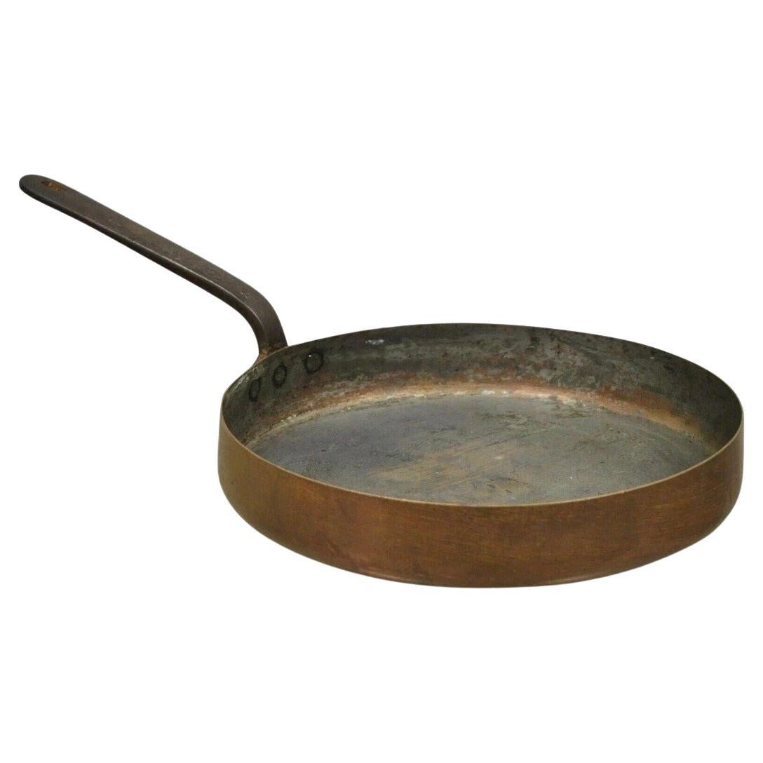 Antique French Country 11" Round Hand Forged Copper Sauce Pan Pot with Handle