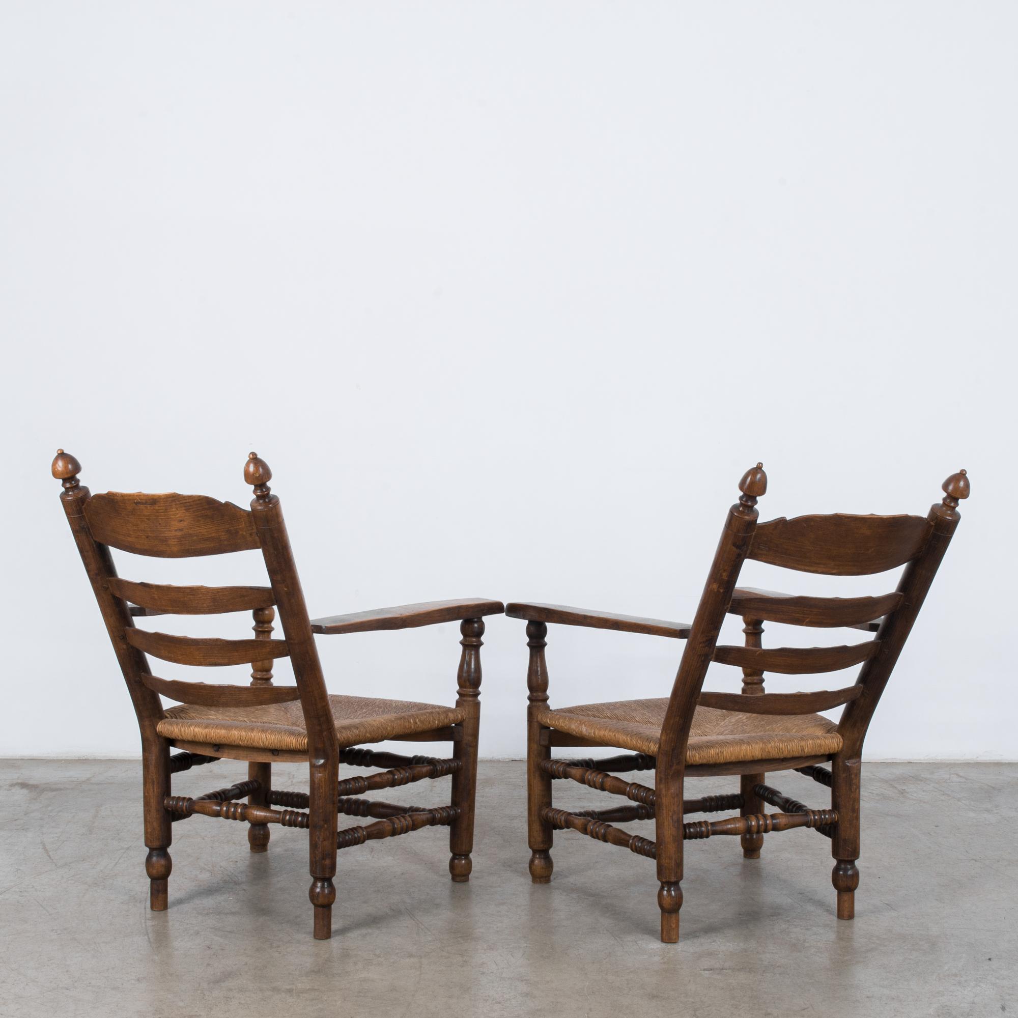 Early 20th Century Antique French Country Armchairs, a Pair