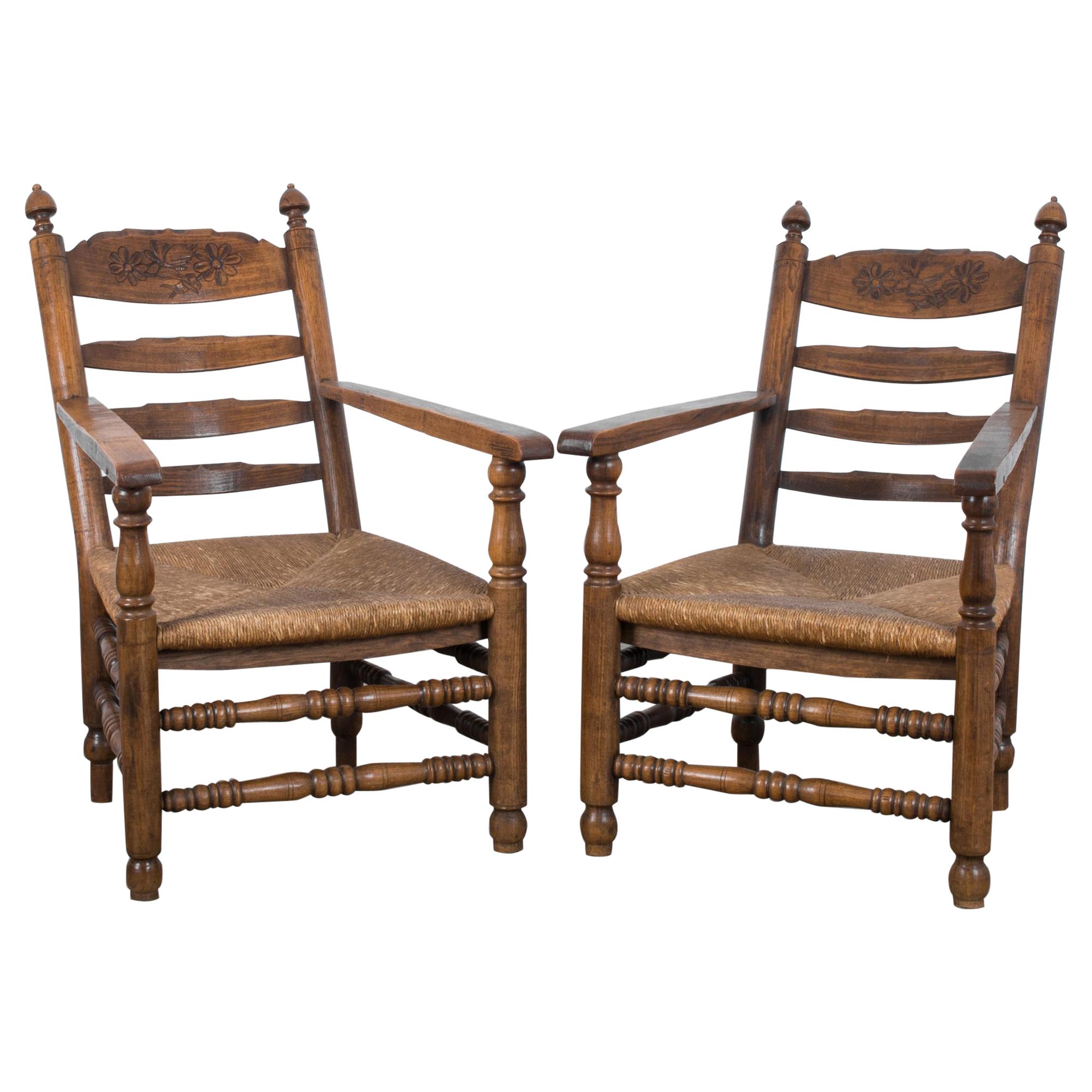Antique French Country Armchairs, a Pair