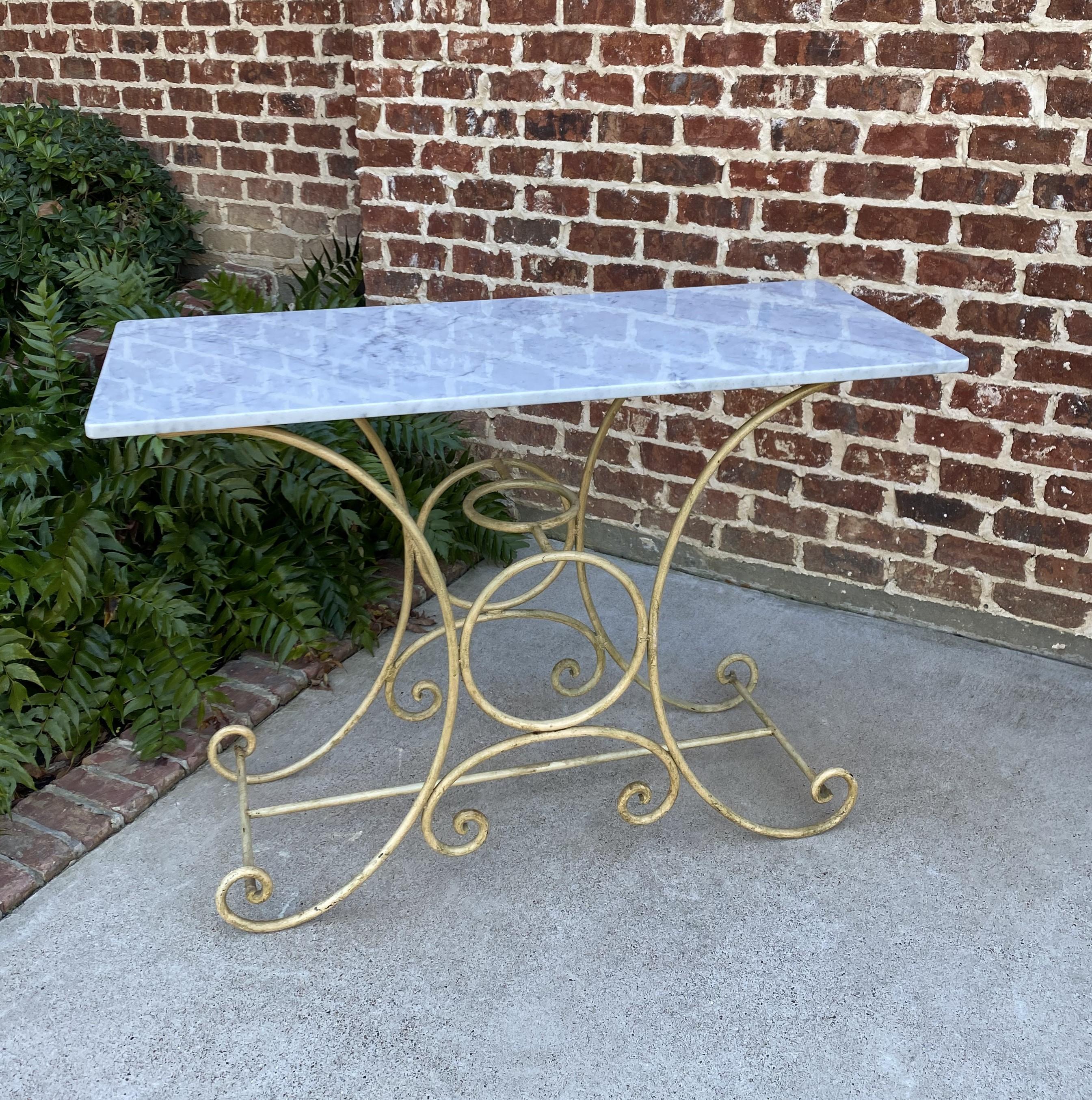 Antique French Country Baker's Table Pastry Table Polished Carrara Marble Top 5