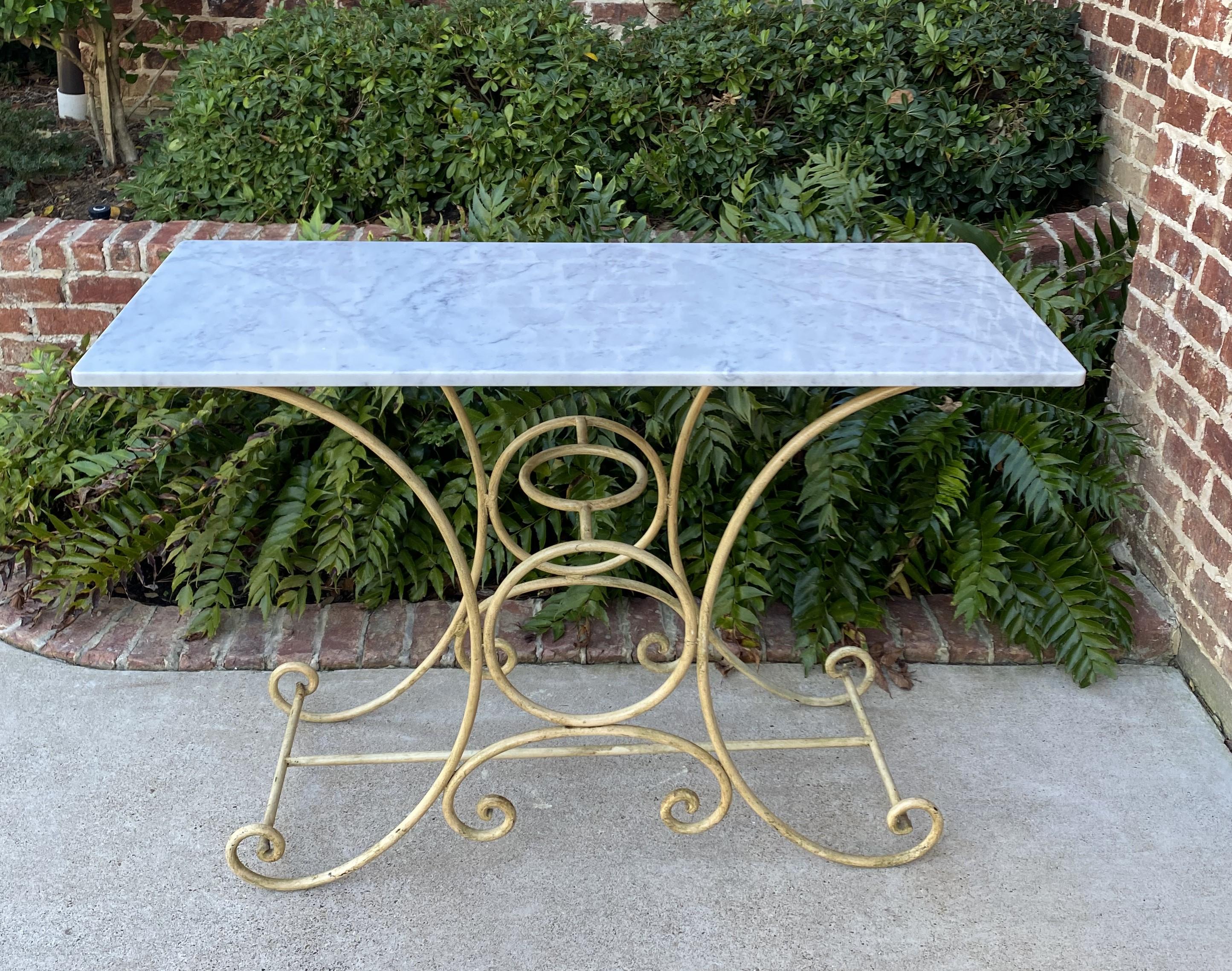 20th Century Antique French Country Baker's Table Pastry Table Polished Carrara Marble Top