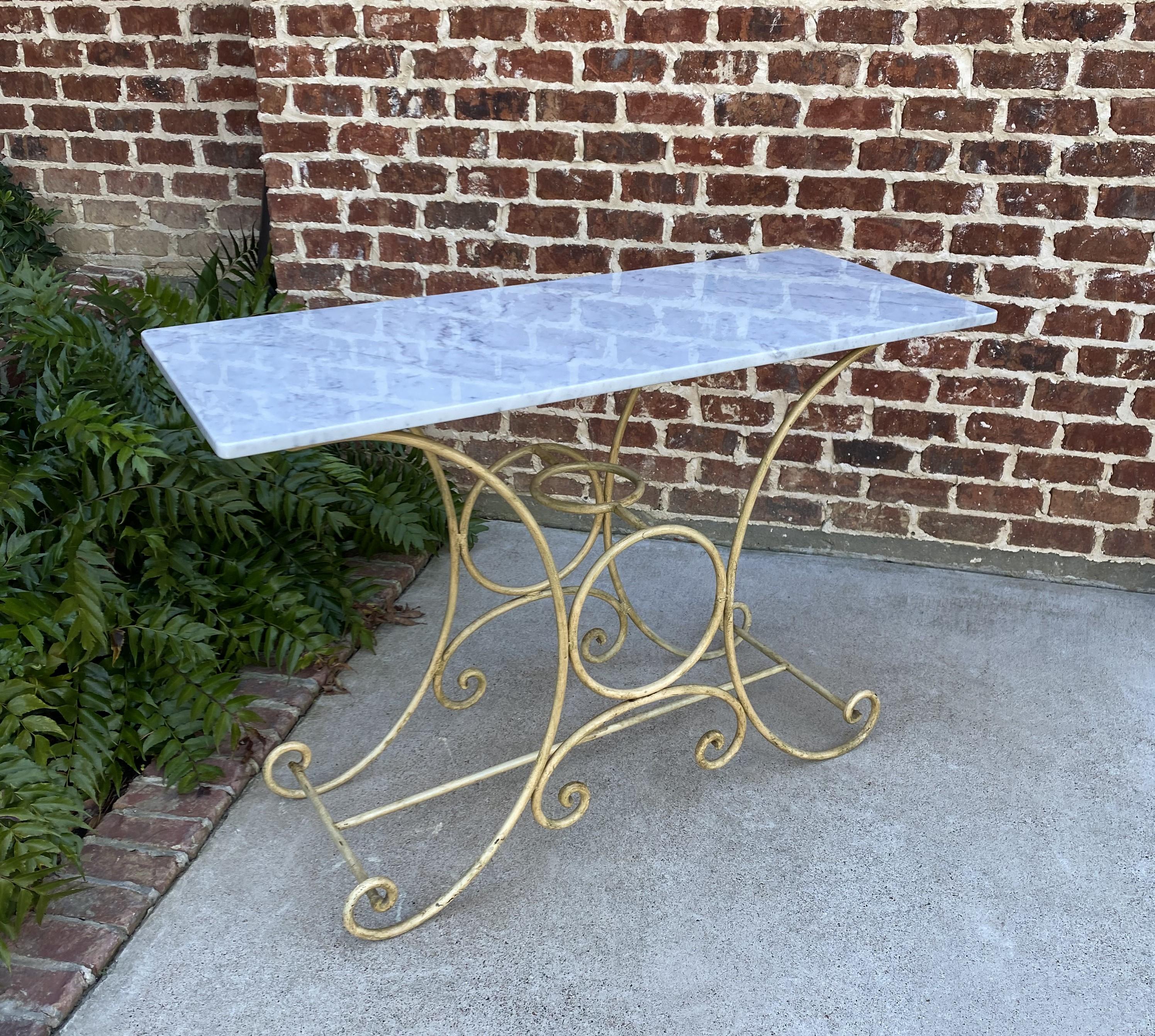 Antique French Country Baker's Table Pastry Table Polished Carrara Marble Top 2