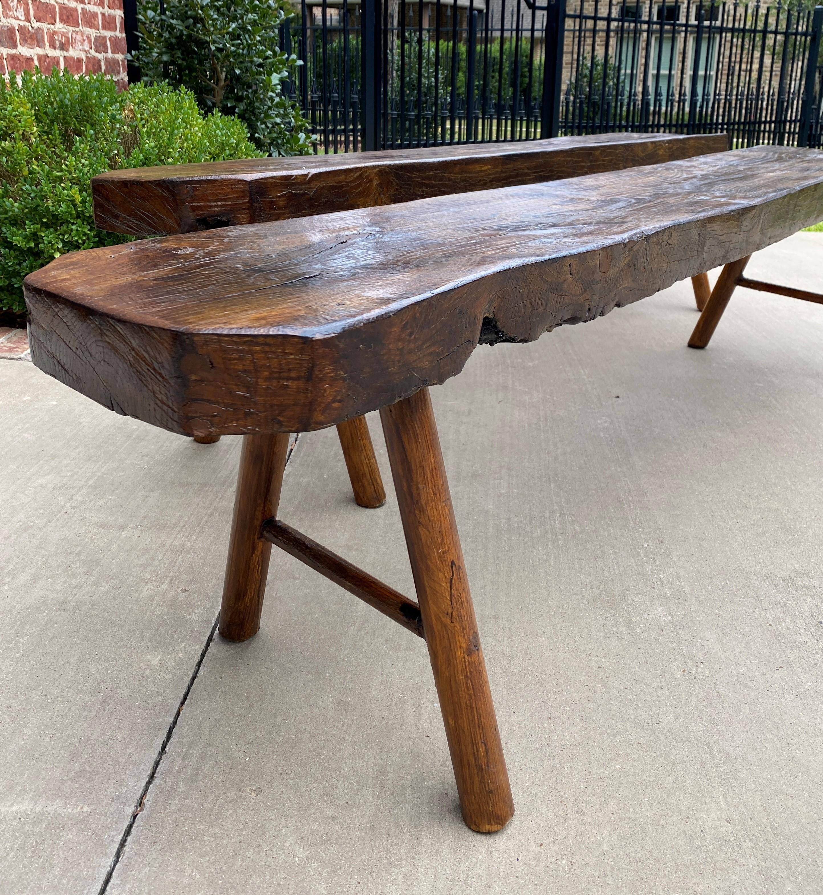 Outstanding Pair Antique French Country or Farmhouse Rustic benches, Banquette or Window Seats~~c. 1880s

 Rarely do we find a matching PAIR of benches~~19th century French Country with a great rustic or farmhouse look~~these benches are always in