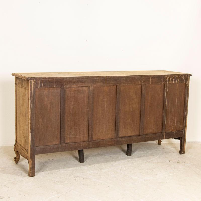 19th Century Antique French Country Bleached Oak Sideboard Buffet with Carved Details