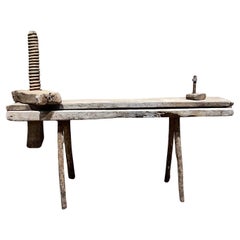 Antique French Country Carpenter's Workbench Mesquite Wood
