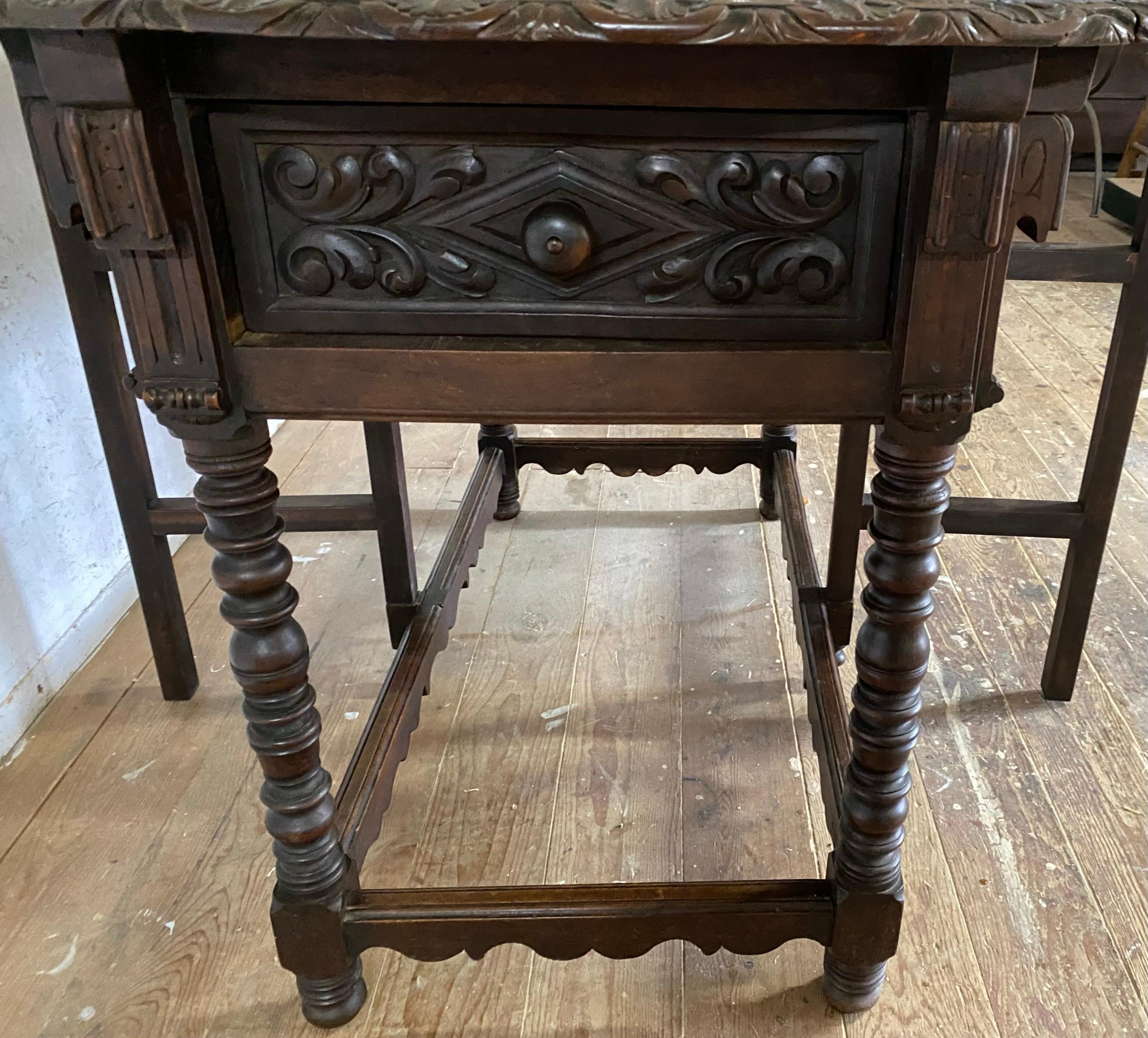Antique French Country Carved Drop Leaf Gateleg Table For Sale 3