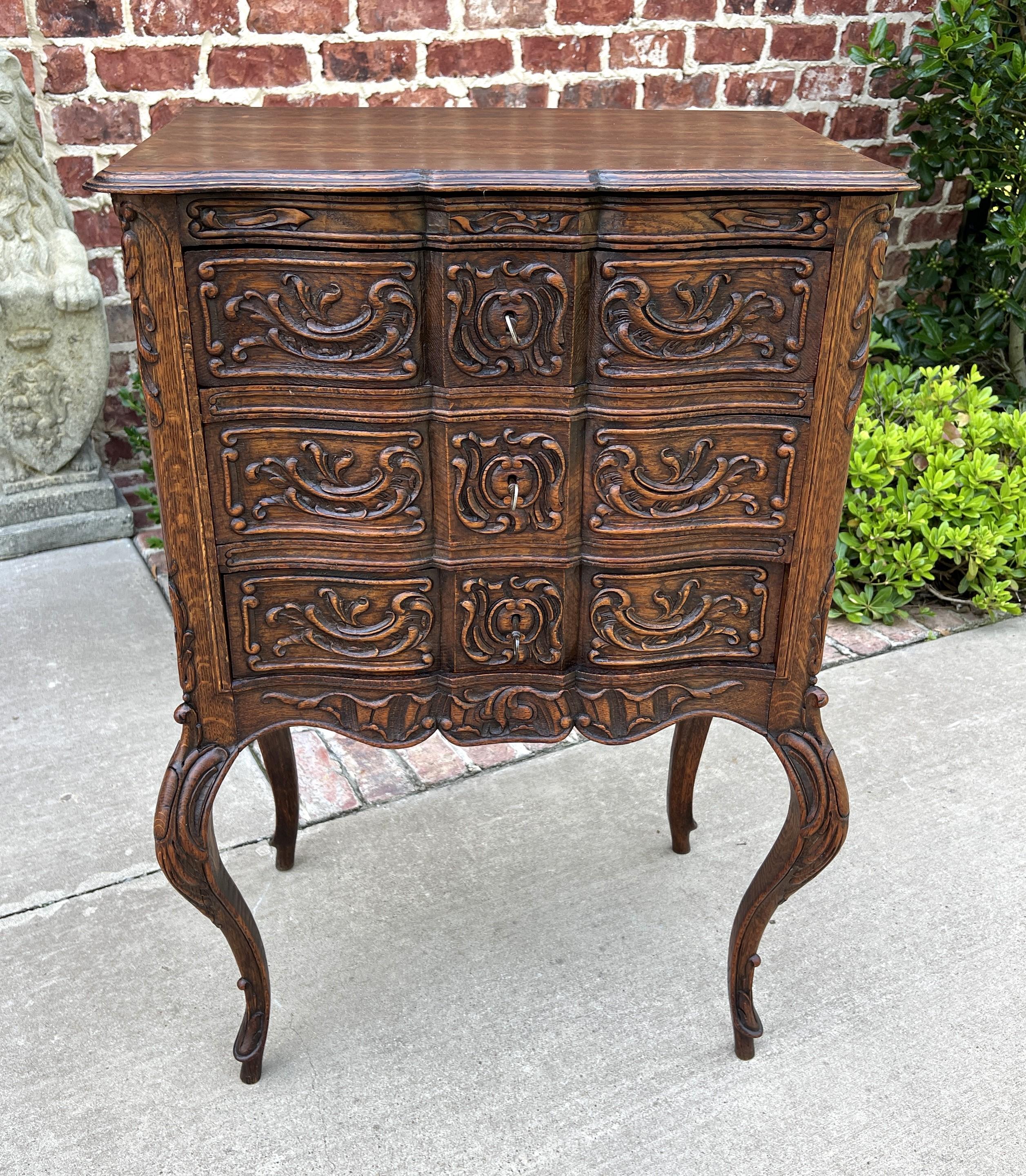 Antique French Country Chest of Drawers Lingerie Cabinet Nightstand with Keys 6