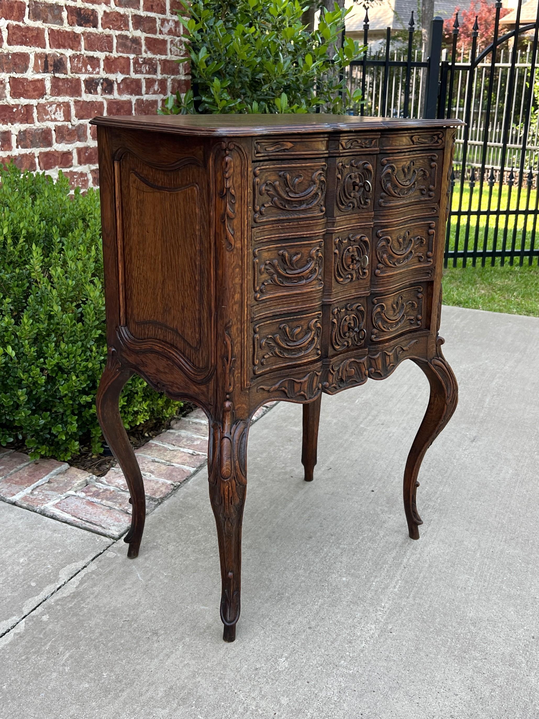 Antique French Country Chest of Drawers Lingerie Cabinet Nightstand with Keys 9