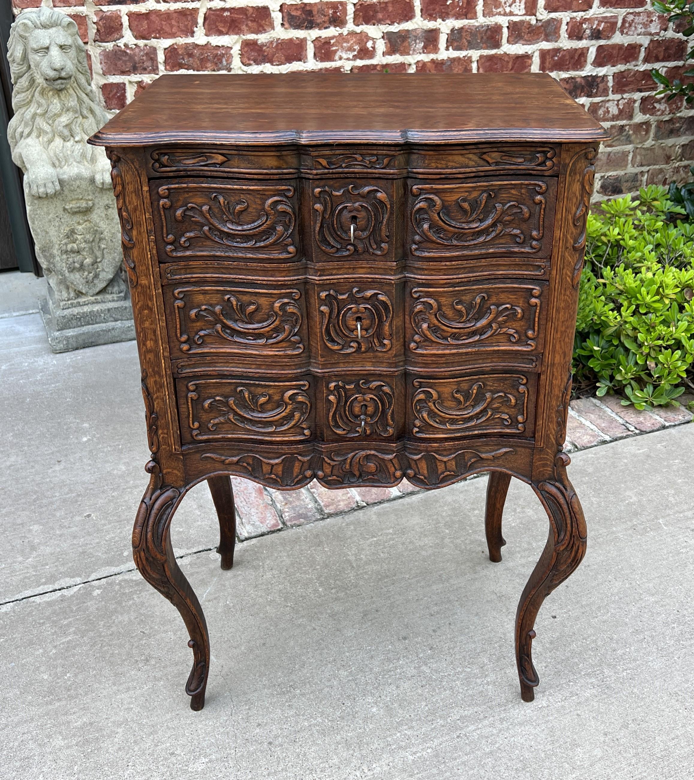 Louis XV Antique French Country Chest of Drawers Lingerie Cabinet Nightstand with Keys