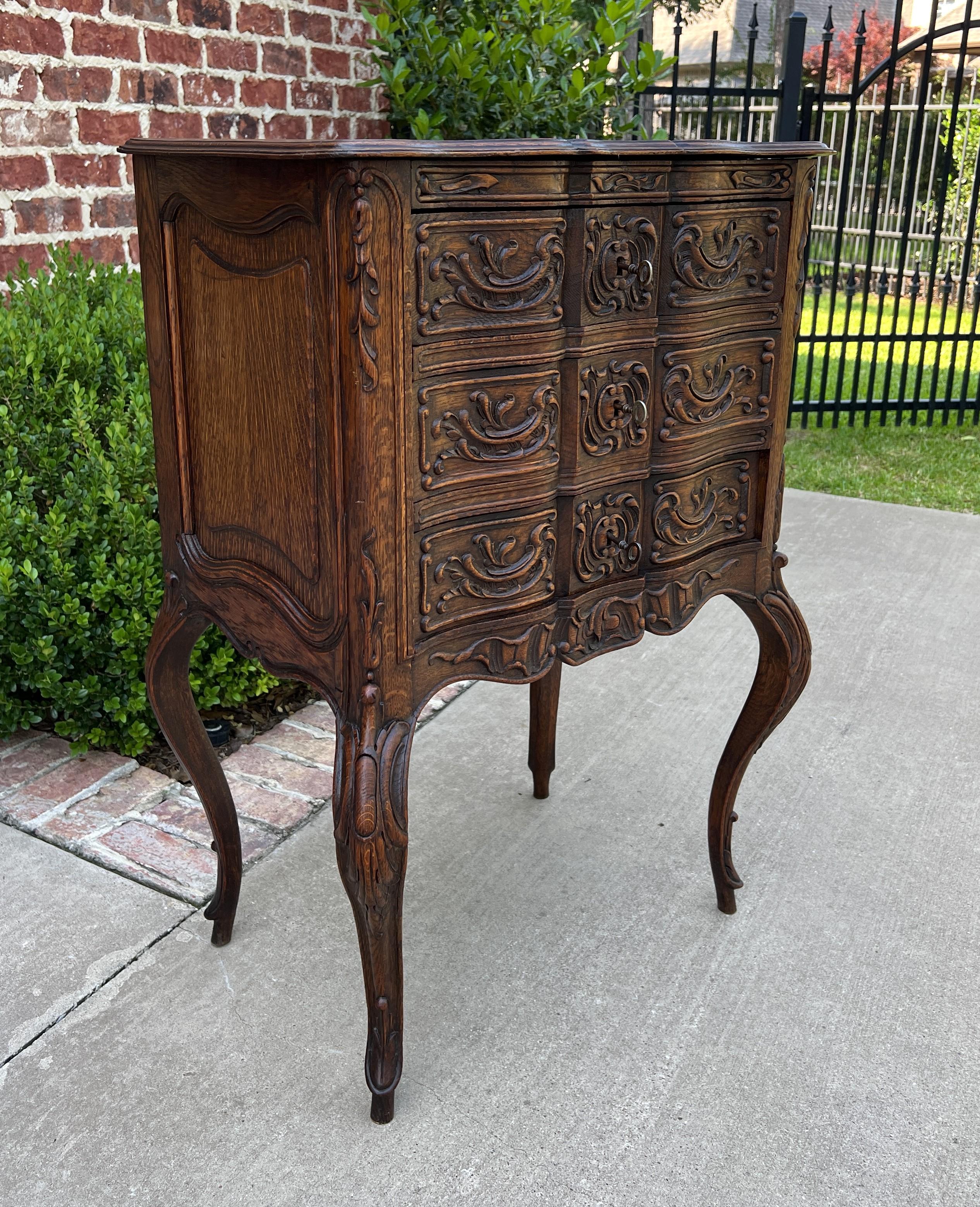 Antique French Country Chest of Drawers Lingerie Cabinet Nightstand with Keys In Good Condition In Tyler, TX