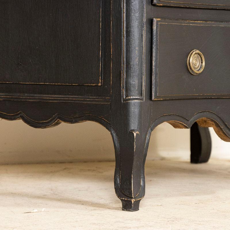 Antique French Country Chest of Drawers Nightstand Painted Black For Sale 6