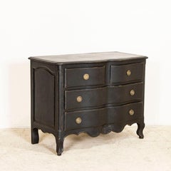Antique French Country Chest of Drawers Nightstand Painted Black