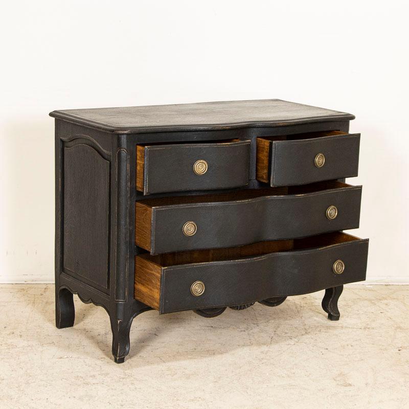 Antique French Country Chest of Drawers Nightstand Painted Black In Good Condition For Sale In Round Top, TX