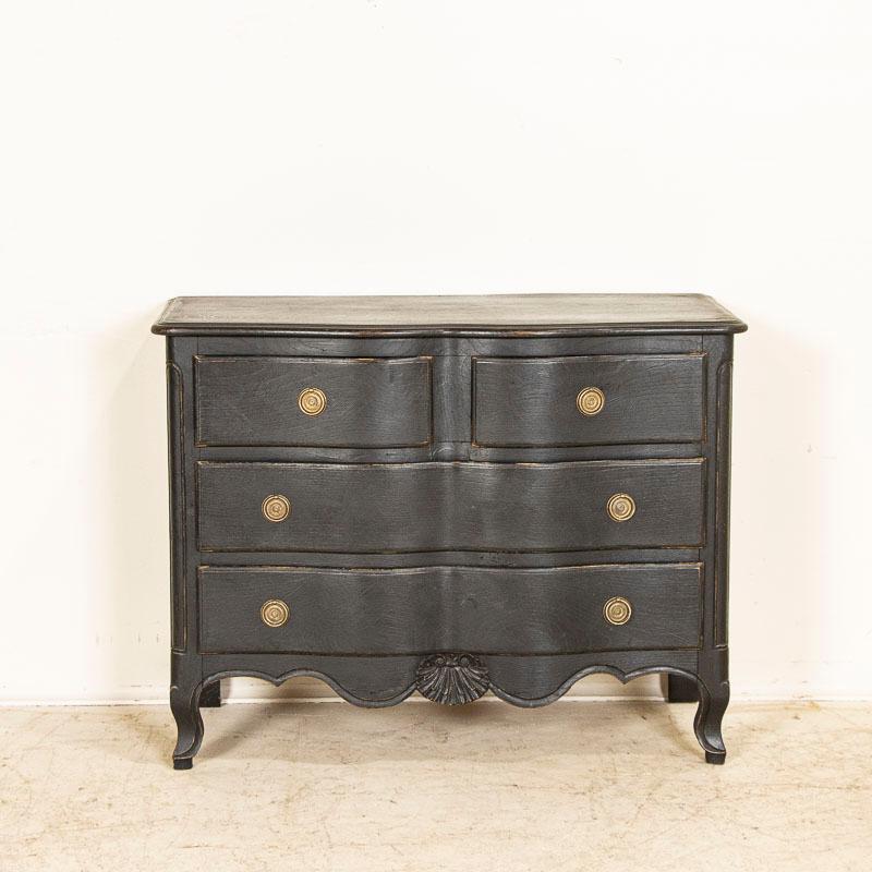 19th Century Antique French Country Chest of Drawers Nightstand Painted Black For Sale