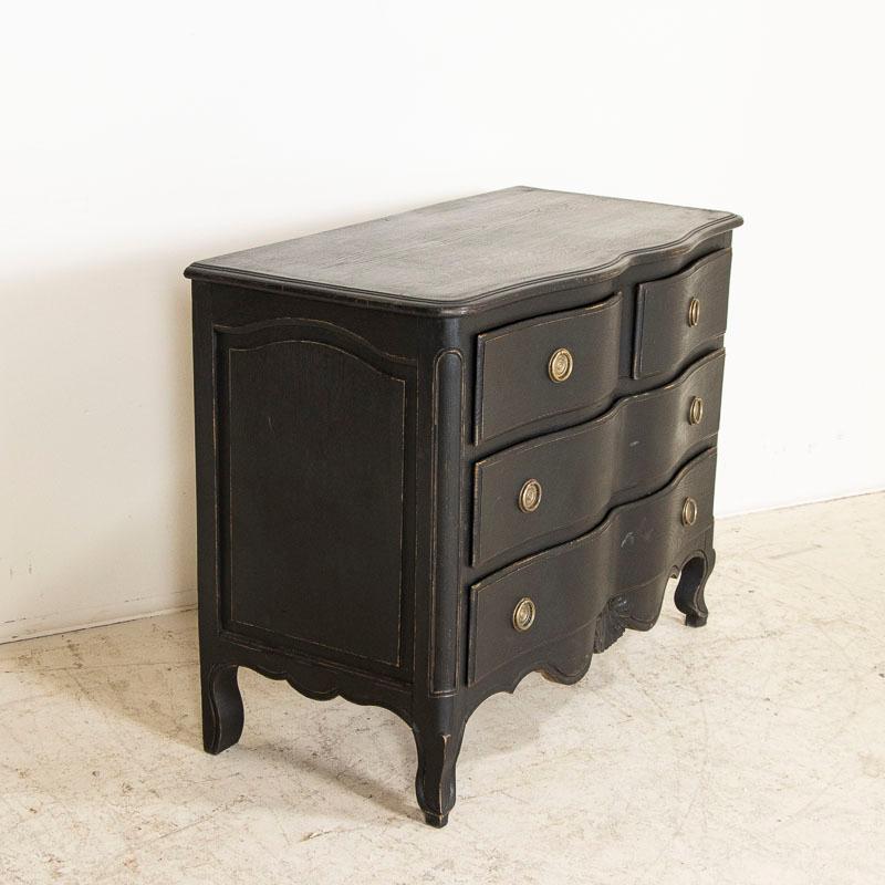 Antique French Country Chest of Drawers Nightstand Painted Black For Sale 2