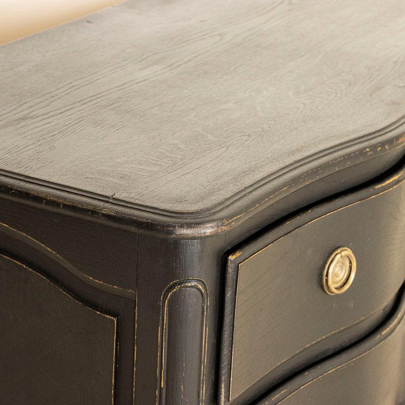Antique French Country Chest of Drawers Nightstand Painted Black For Sale 5