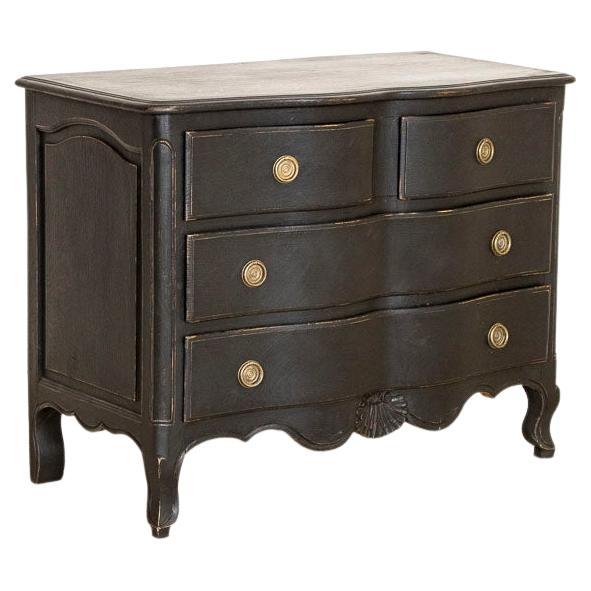 Antique French Country Chest of Drawers Nightstand Painted Black