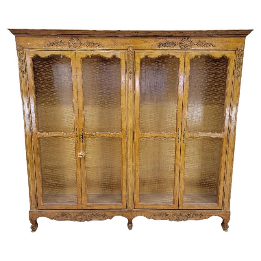 Antique French Country Chicken Wire Paneled Bookcase