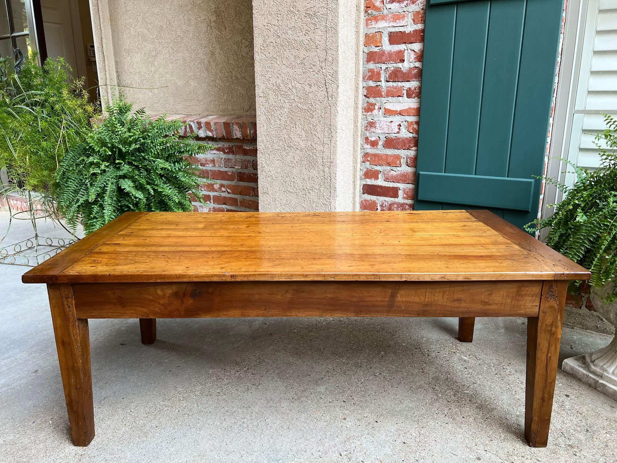 Antique French Country Coffee Table Large Rustic Wood Farm Ranch Lodge, c1910 6