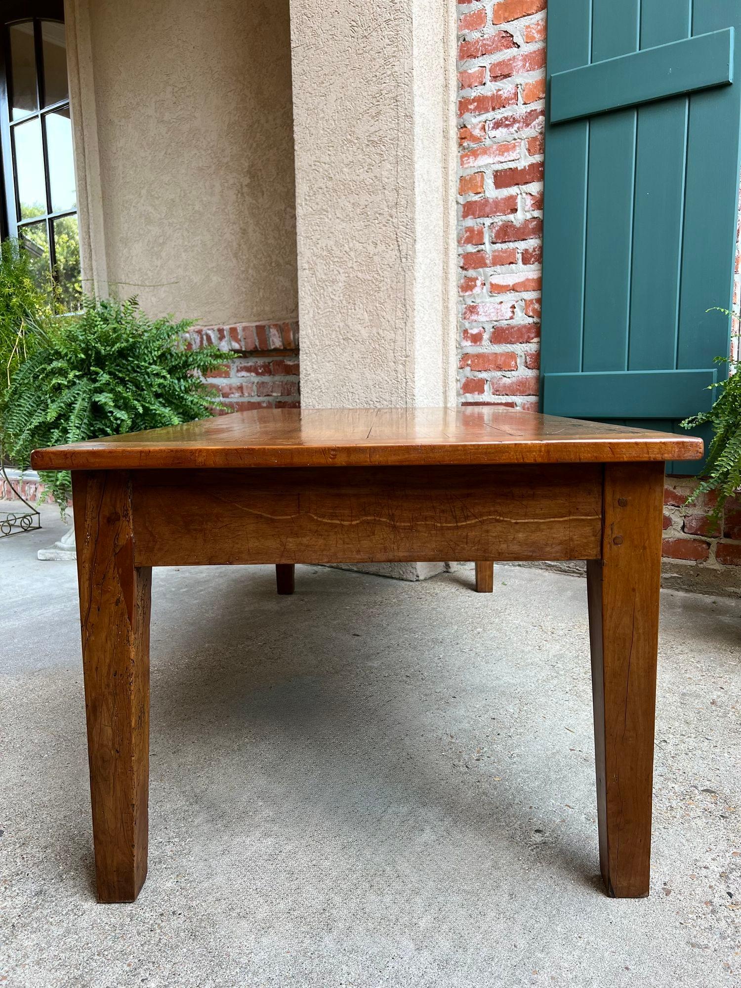 Antique French Country Coffee Table Large Rustic Wood Farm Ranch Lodge, c1910 8