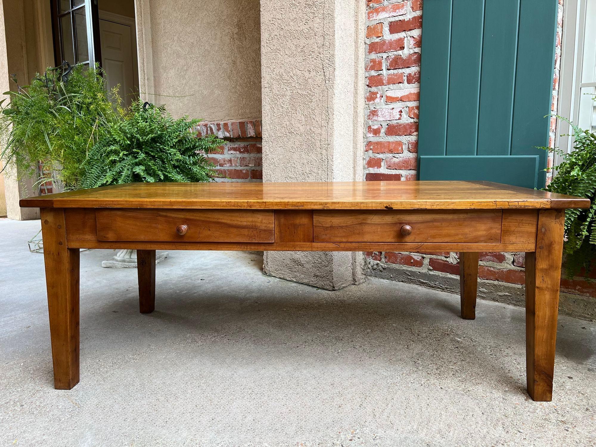 Antique French Country Coffee Table Large Rustic Wood Farm Ranch Lodge, c1910 9