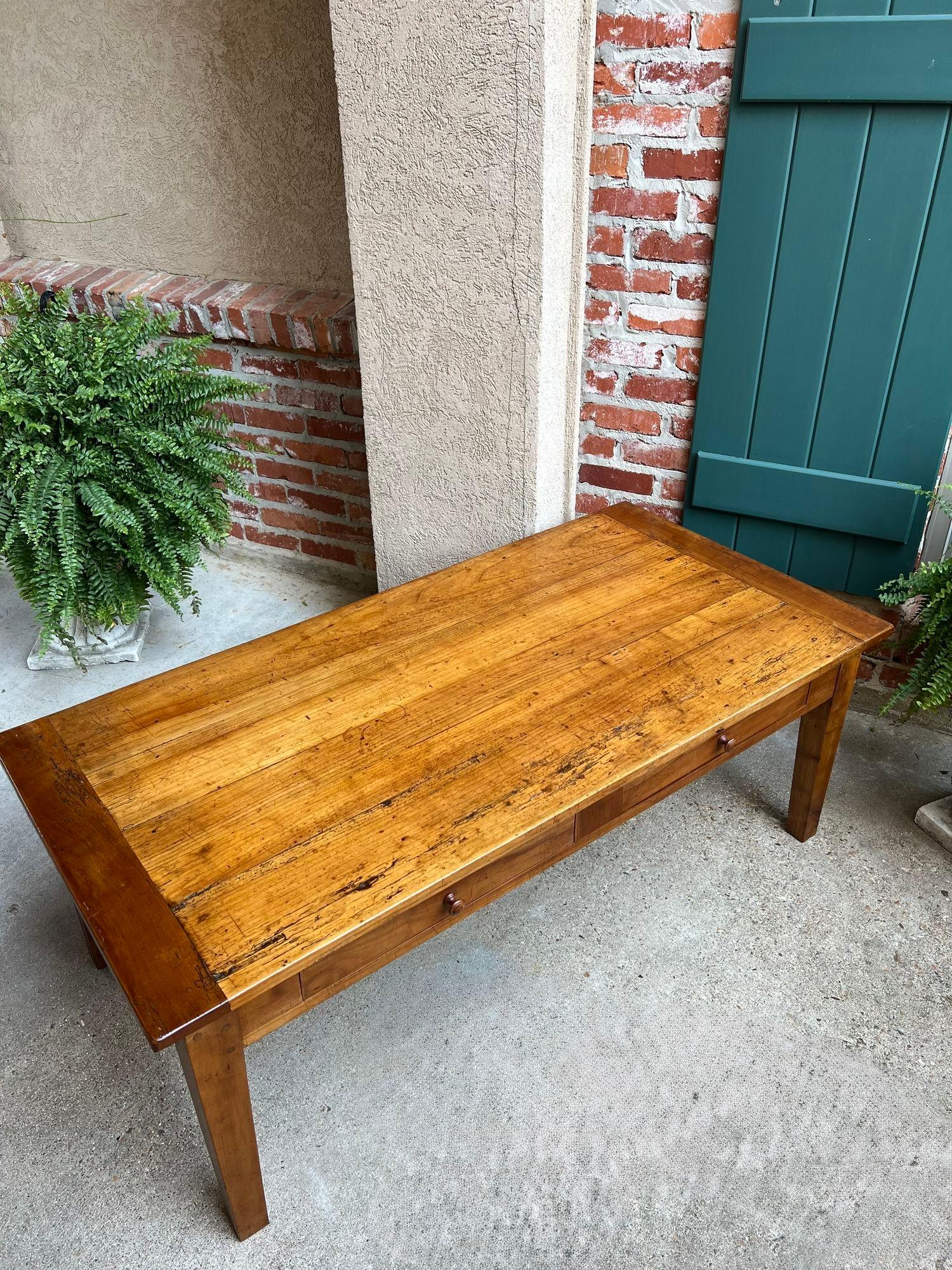Antique French Country Coffee Table Large Rustic Wood Farm Ranch Lodge, c1910 11