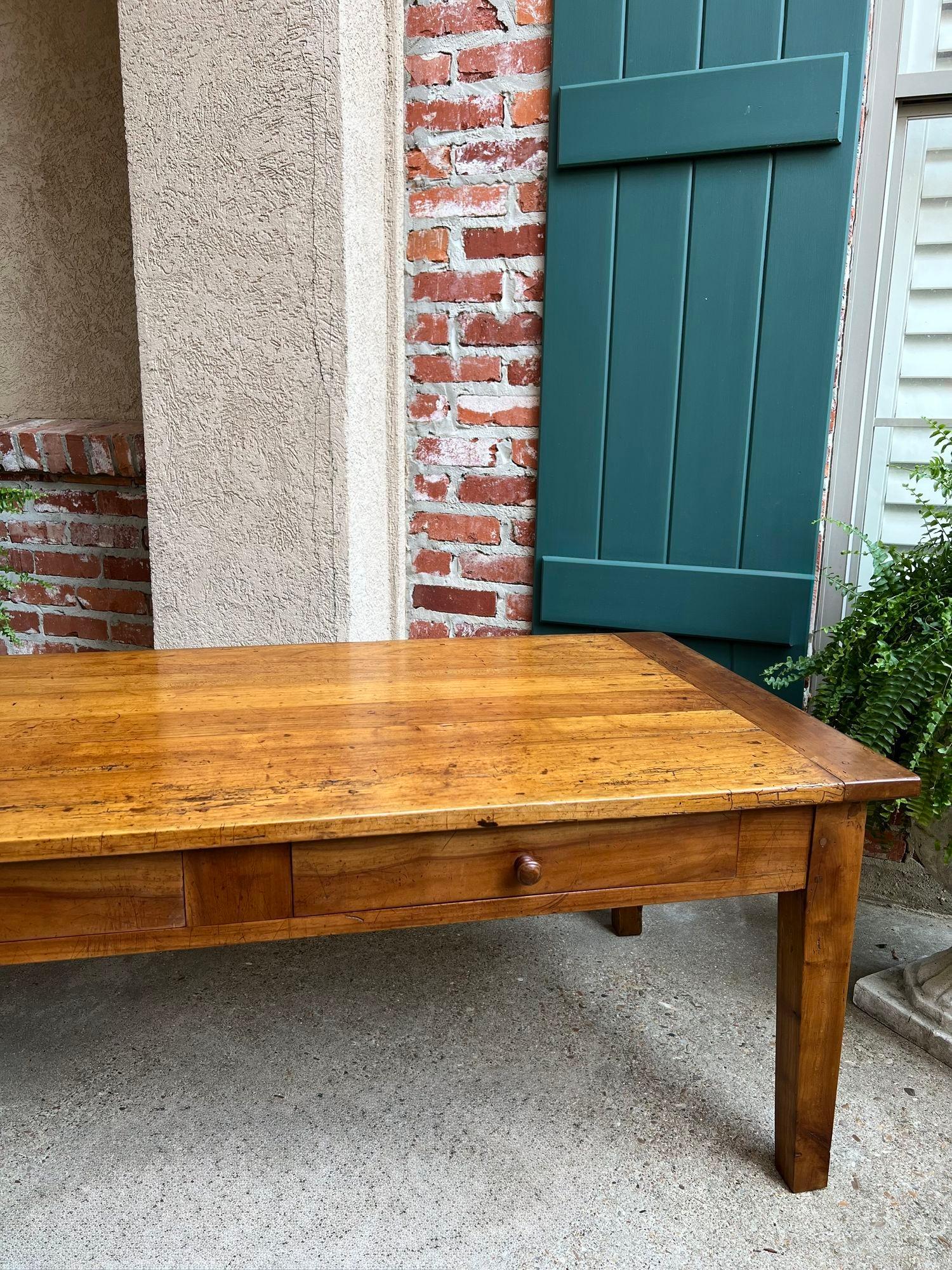 Antique French Country Coffee Table Large Rustic Wood Farm Ranch Lodge, c1910 14
