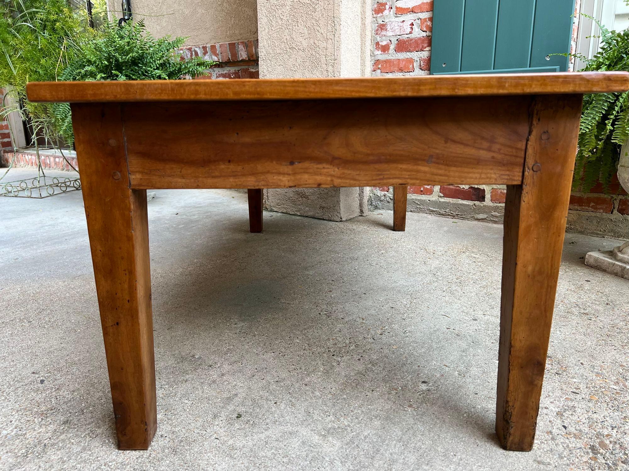 Antique French Country Coffee Table Large Rustic Wood Farm Ranch Lodge, c1910 16