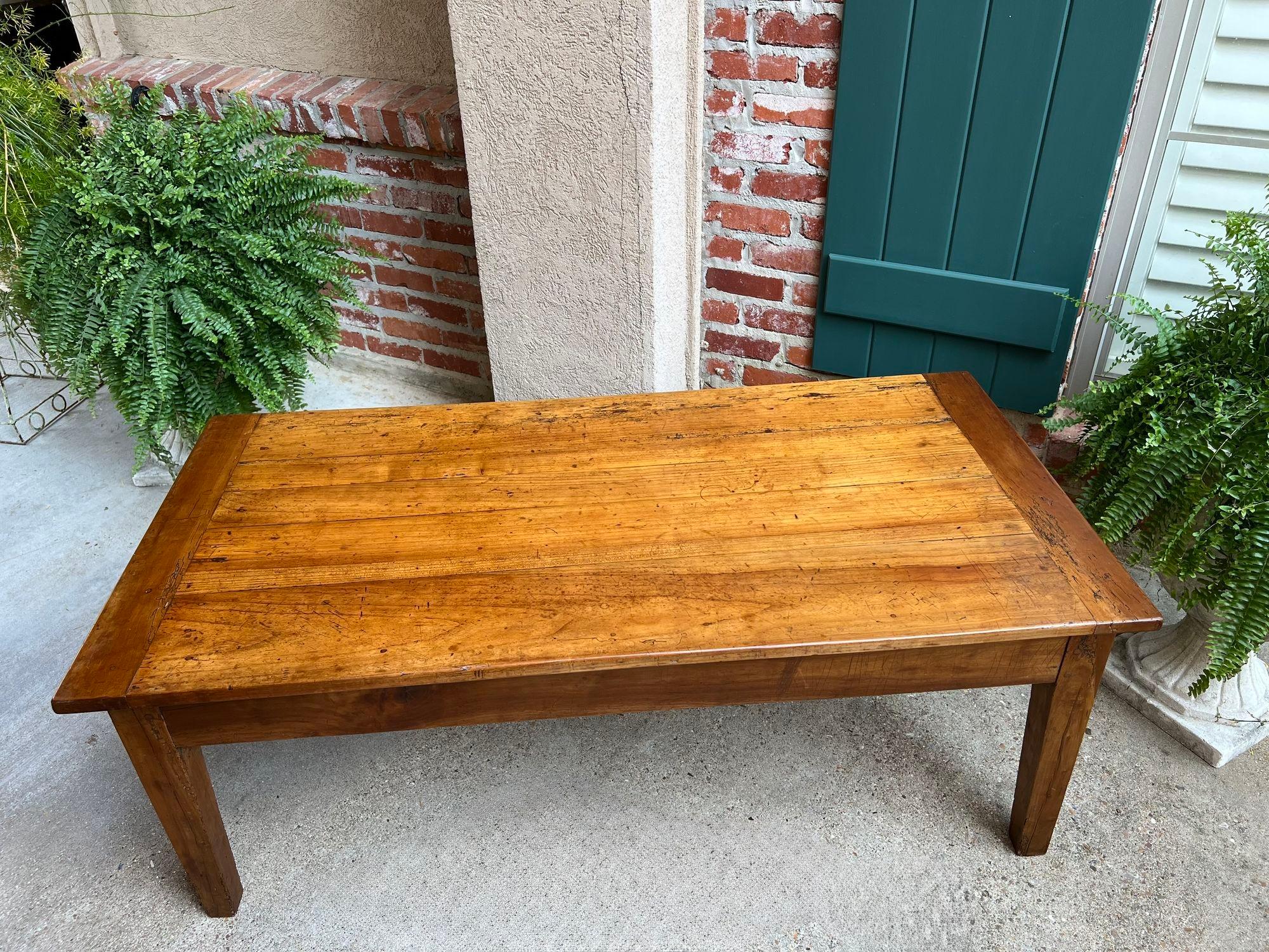 Antique French Country Coffee Table Large Rustic Wood Farm Ranch Lodge, c1910 2