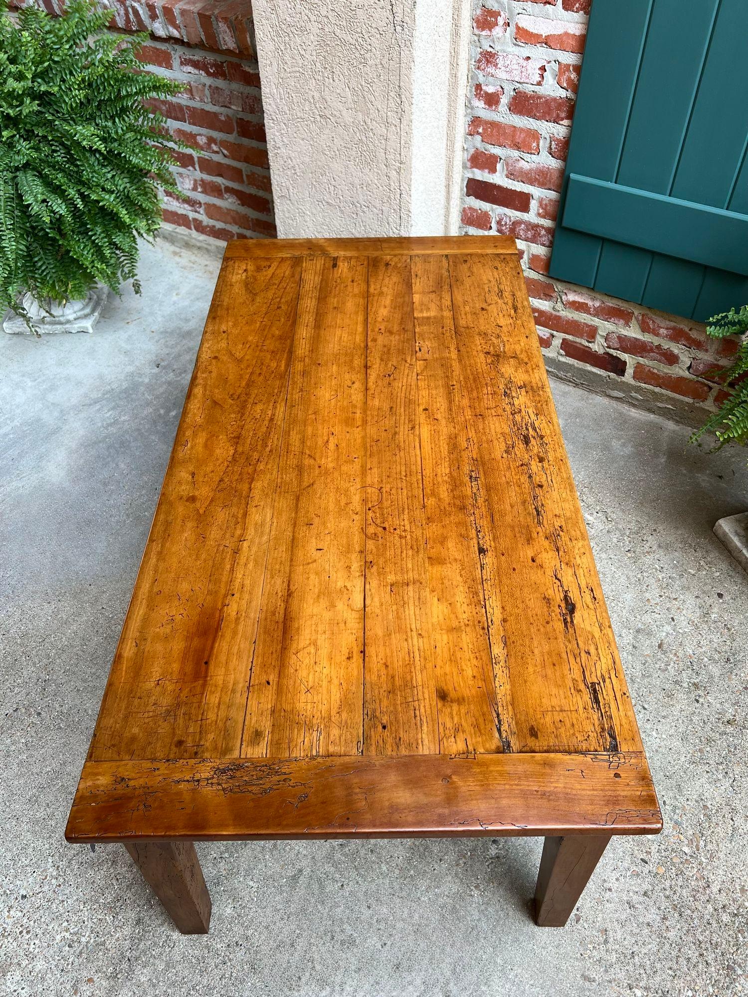 Antique French Country Coffee Table Large Rustic Wood Farm Ranch Lodge, c1910 3
