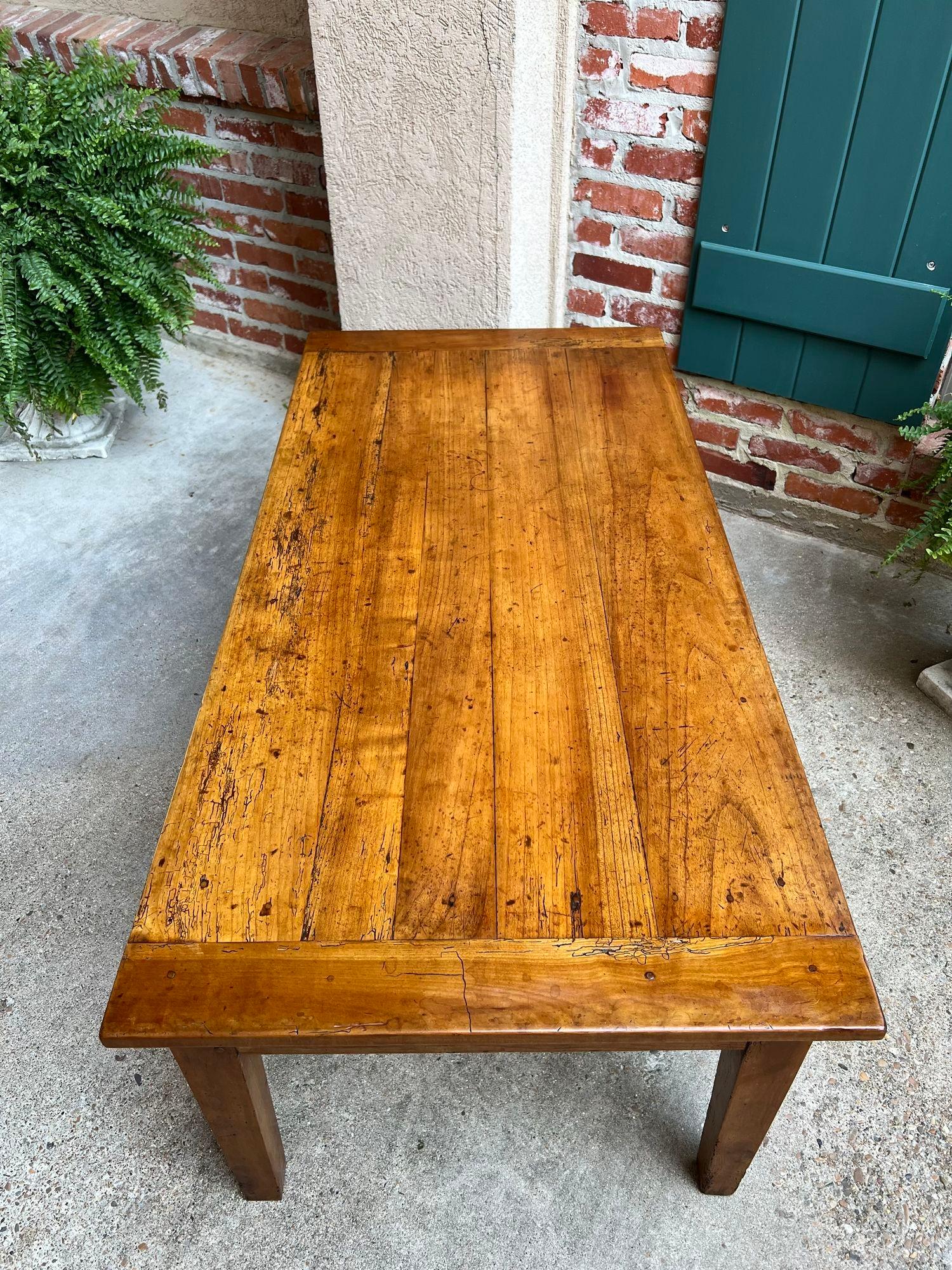 Antique French Country Coffee Table Large Rustic Wood Farm Ranch Lodge, c1910 4