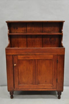 Antique French Country Colonial Pine Wood 50" H Drysink Kitchen Jelly Cupboard