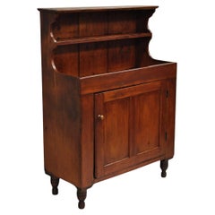 Antique French Country Colonial Pine Wood 50" H Drysink Kitchen Jelly Cupboard