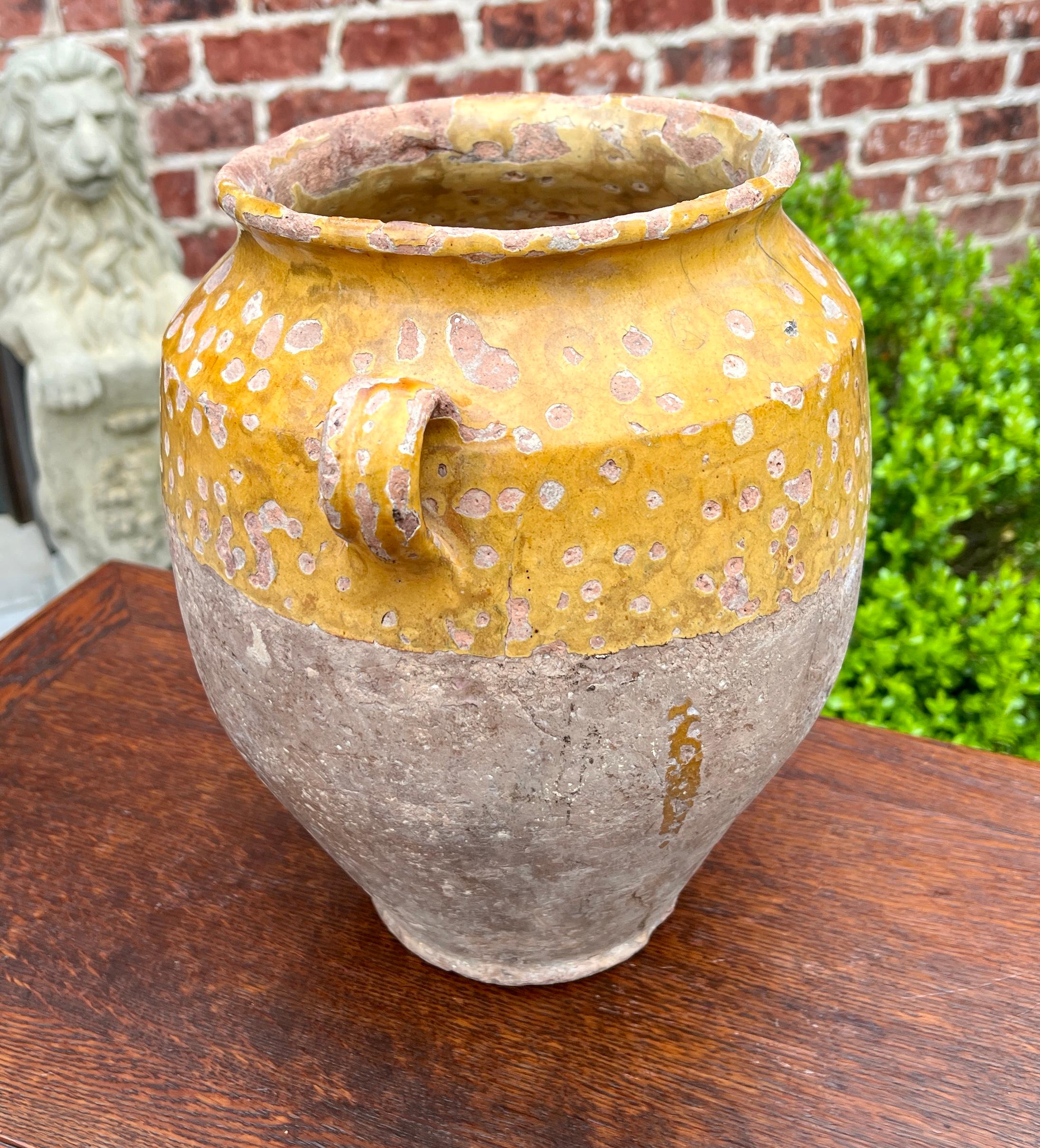 Antique French Country Confit Pot Pottery Jar Jug Glazed Yellow Ochre Large #1 For Sale 4