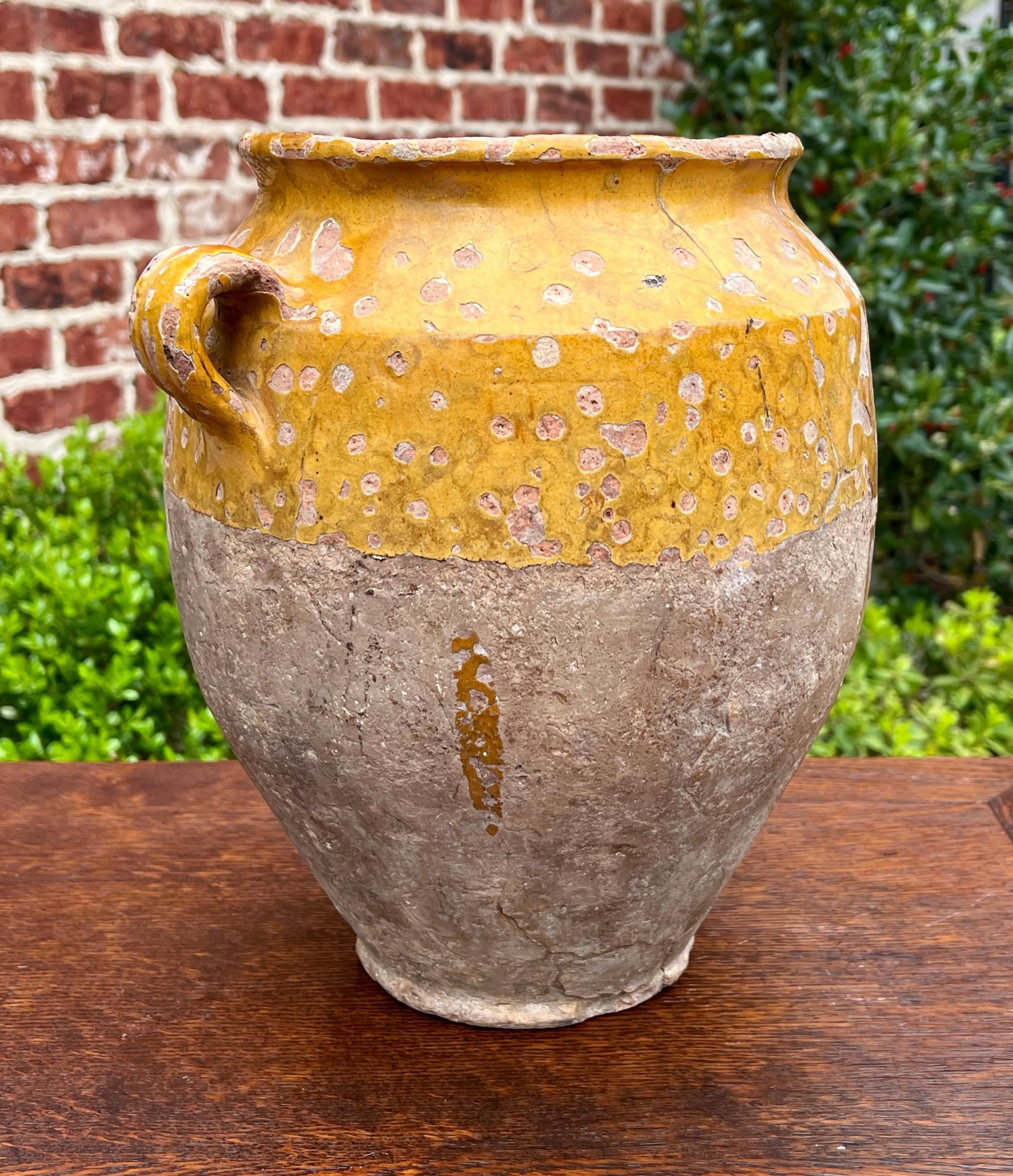 Antique French Country Confit Pot Pottery Jar Jug Glazed Yellow Ochre Large #1 For Sale 5