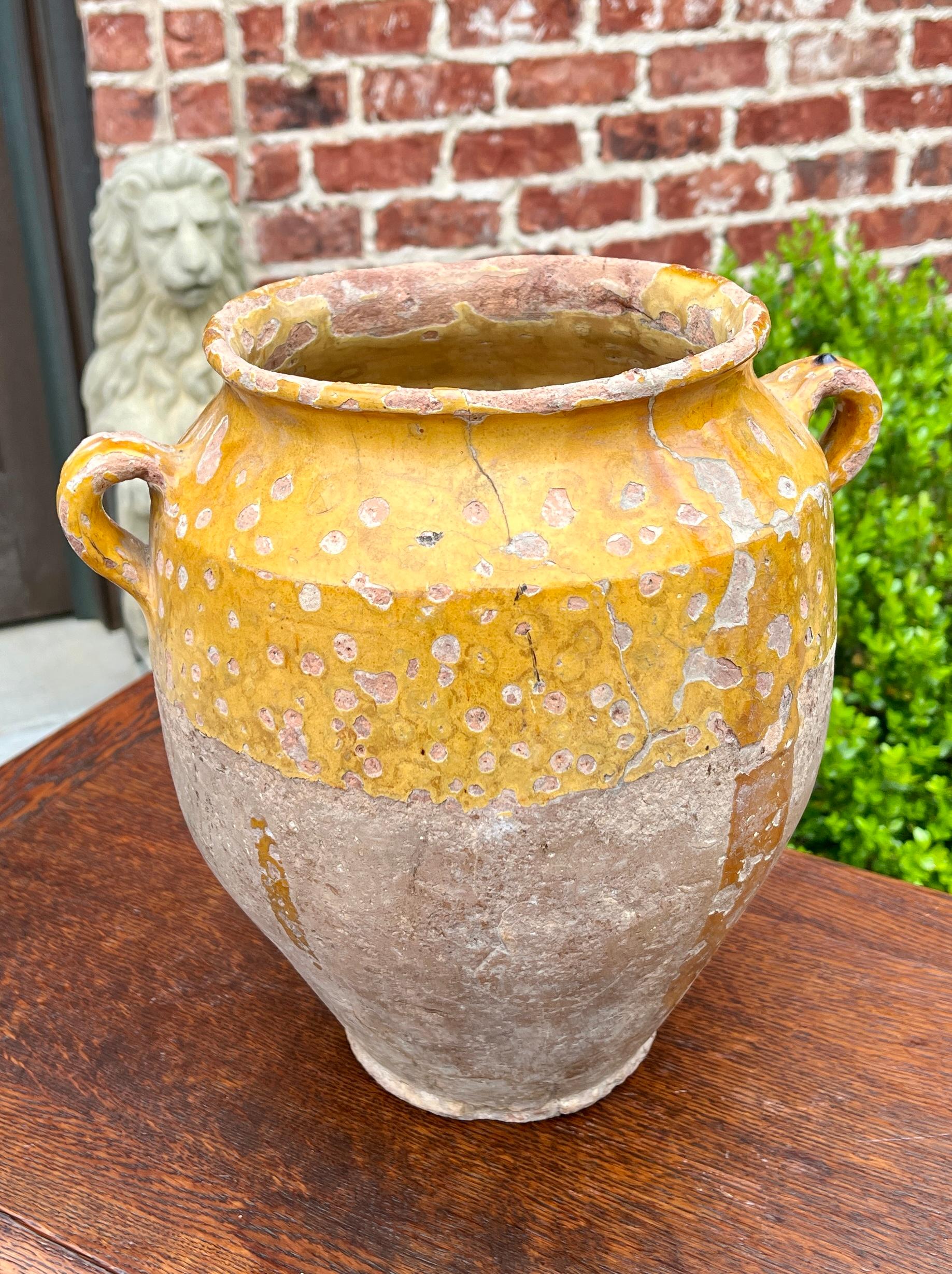 Antique French Country Confit Pot Pottery Jar Jug Glazed Yellow Ochre Large #1 For Sale 8