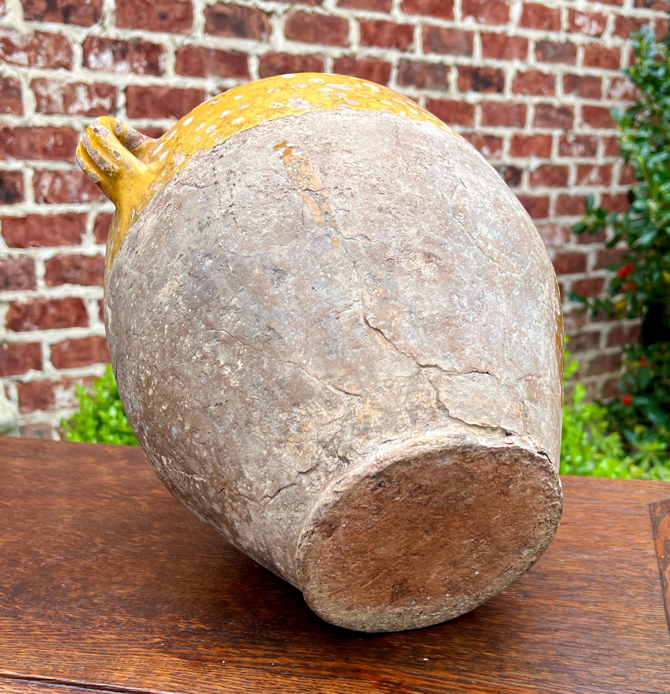 Antique French Country Confit Pot Pottery Jar Esmaltado Amarillo Ocre Grande #1 9