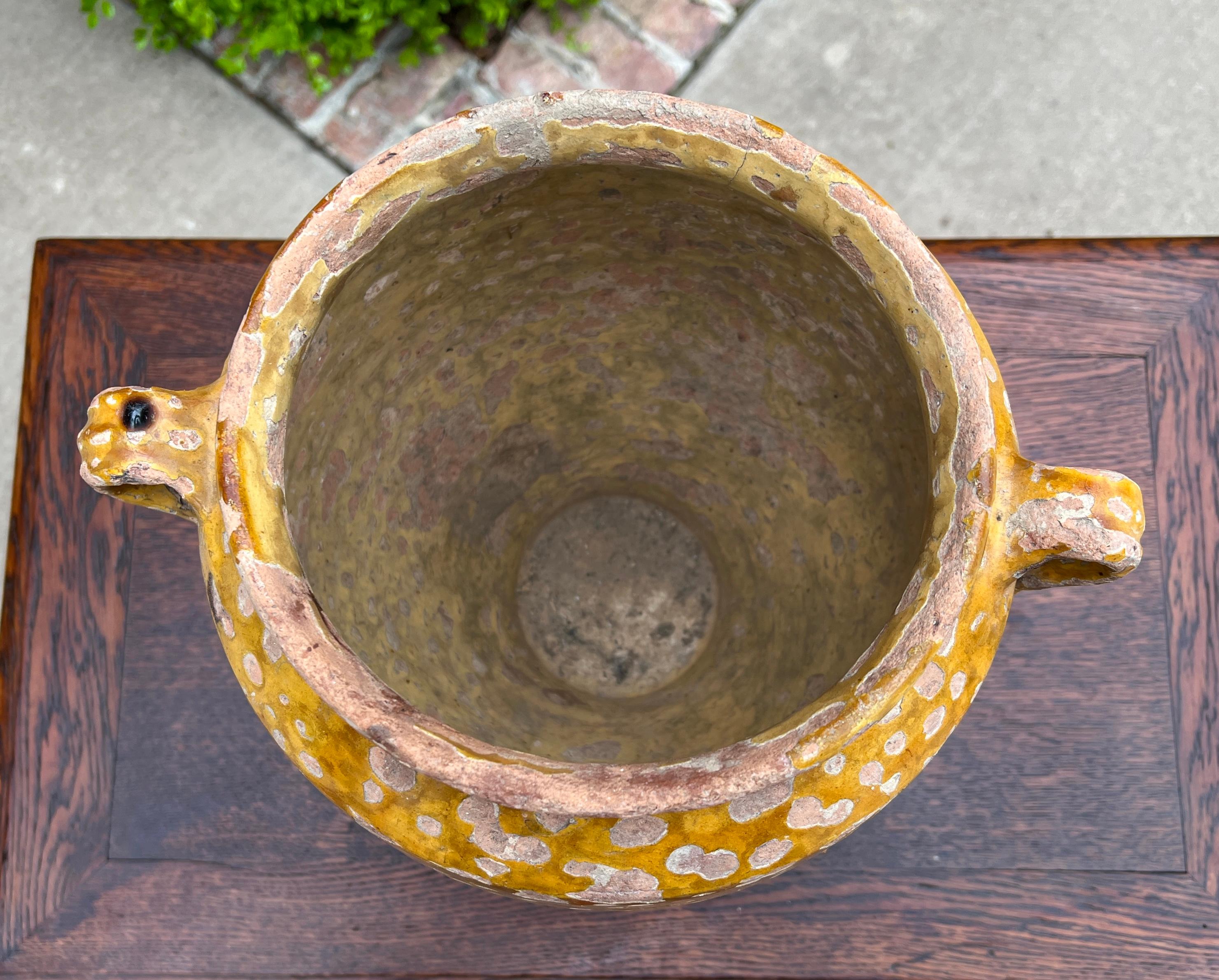 Antique French Country Confit Pot Pottery Jar Jug Glazed Yellow Ochre Large #1 For Sale 2